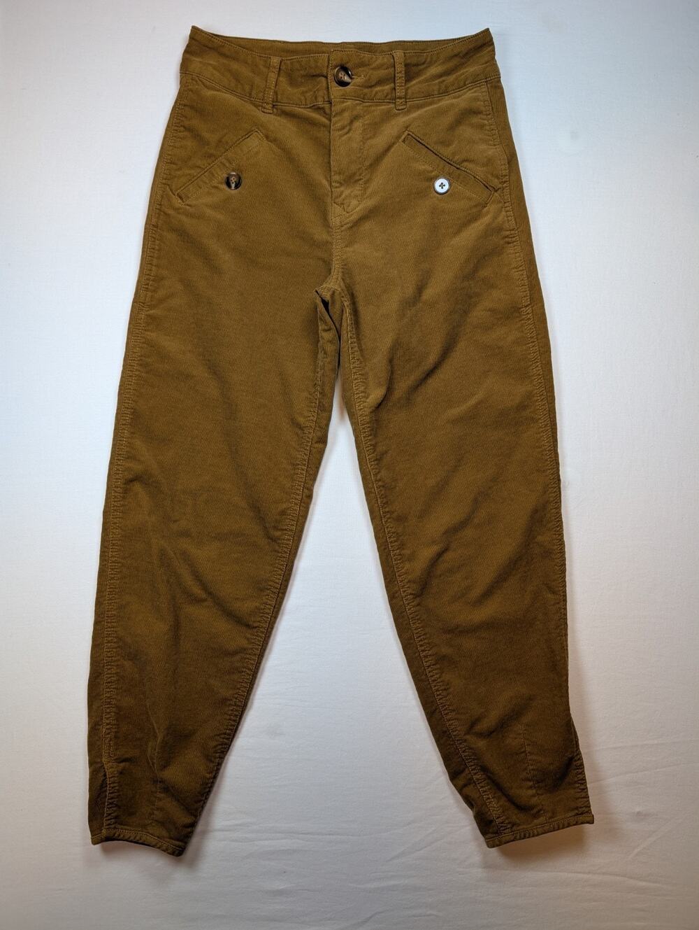 Kut From The Kloth High Rise Barrel Leg Fine Wale Corduroy Cropped Tobacco 28
